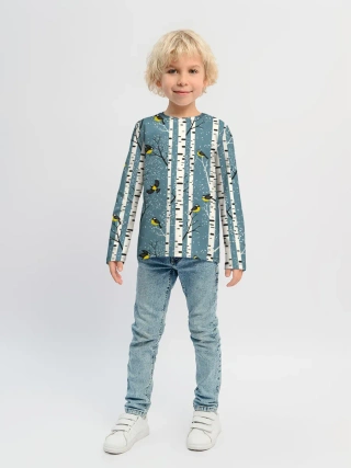 Детский лонгслив / Синички на берёзах