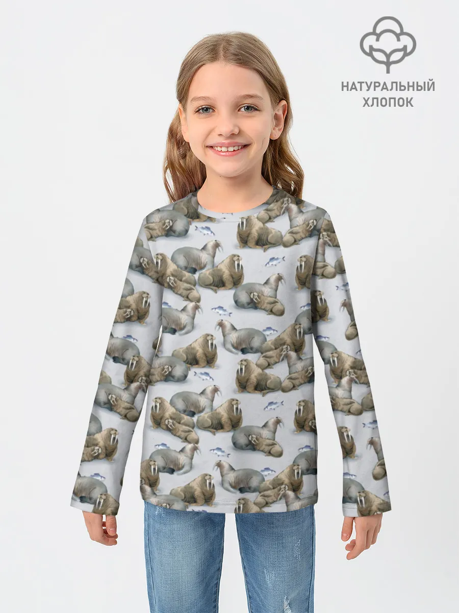 Детский лонгслив / Моржи