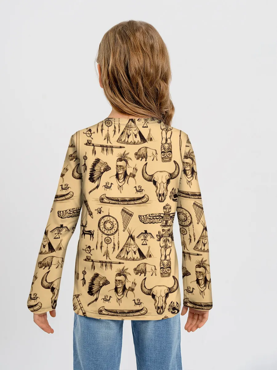 Детский лонгслив / Индейский паттерн