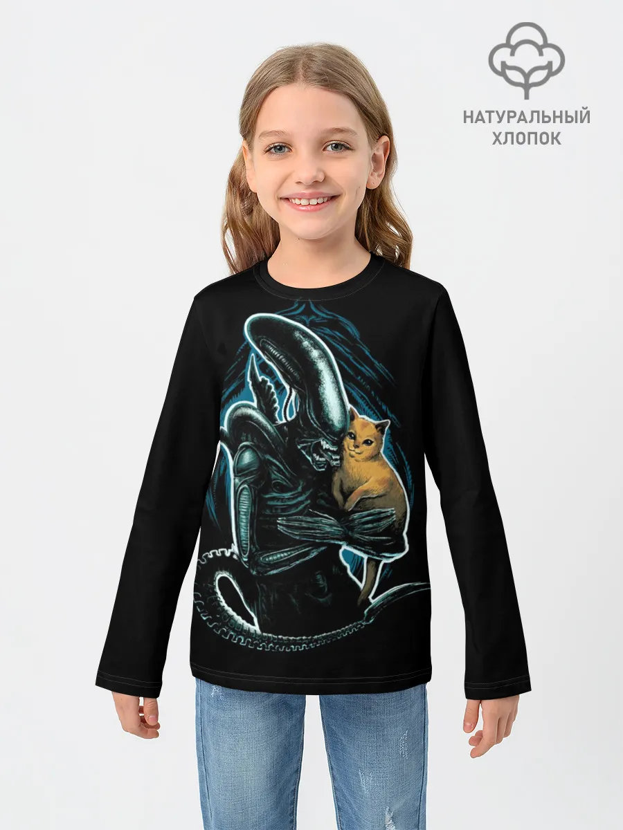 Детский лонгслив / Чужой и котик