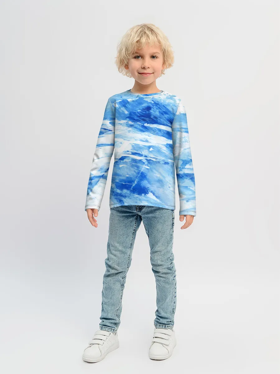 Детский лонгслив / Вода акварель