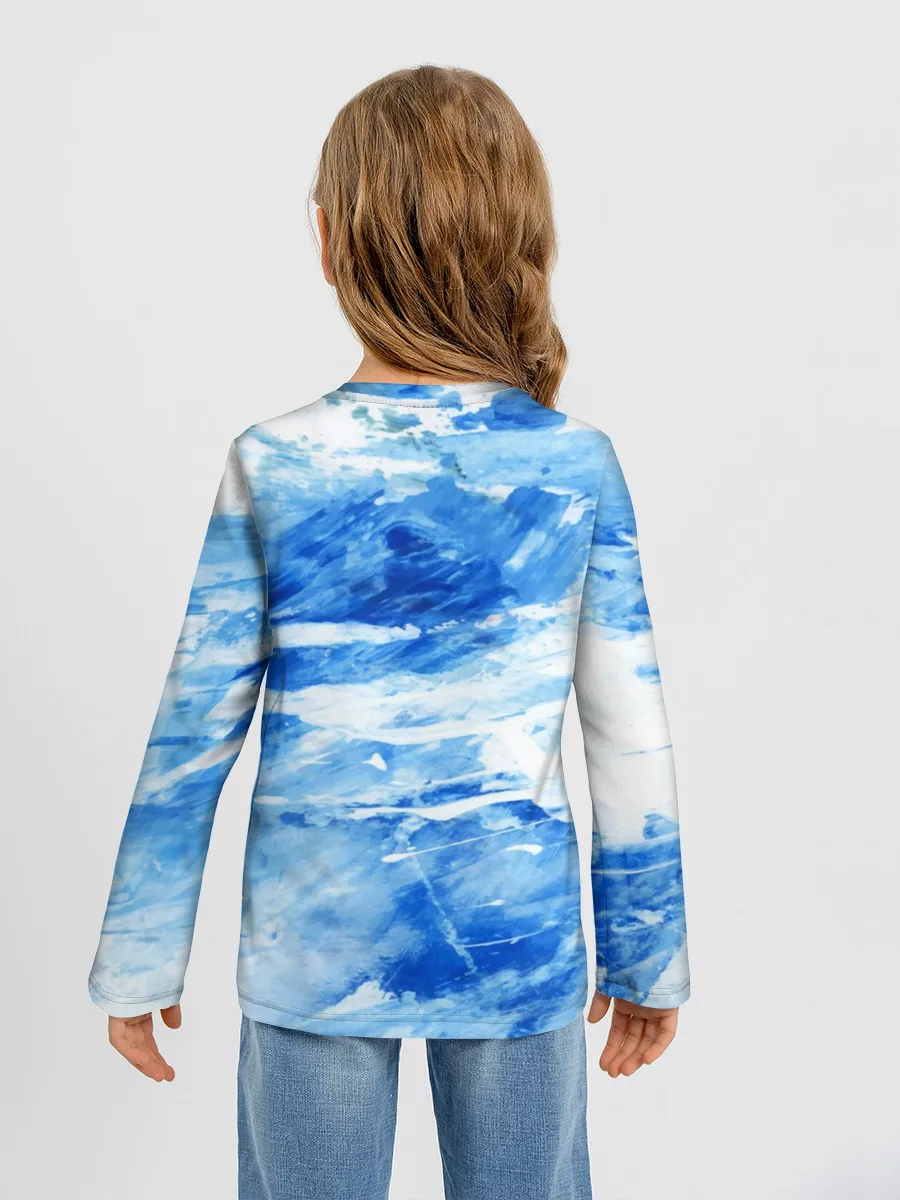 Детский лонгслив / Вода акварель