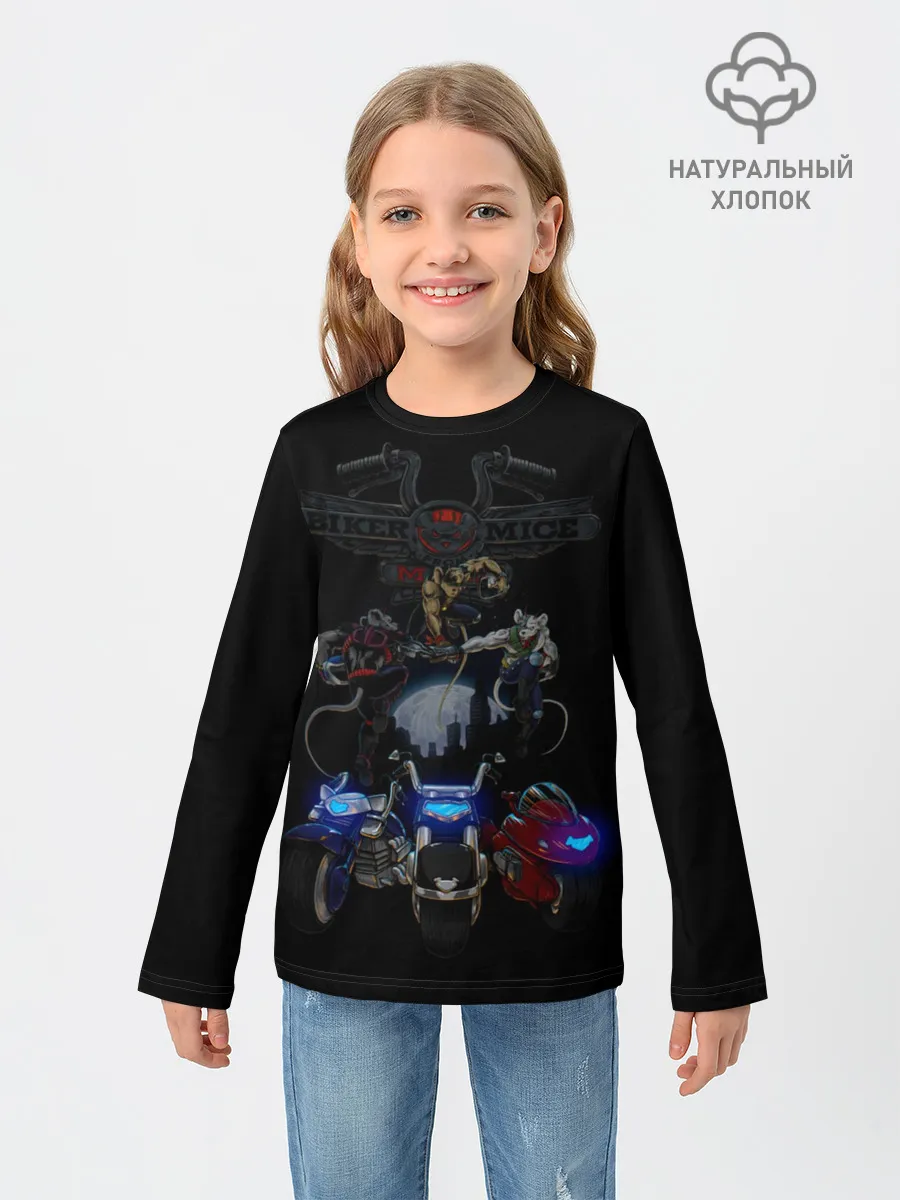 Детский лонгслив / Мыши рокеры с марса / байкеры