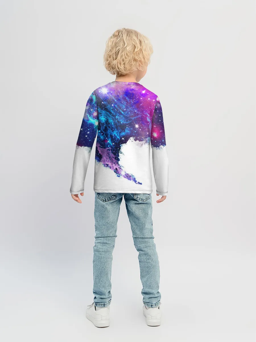 Детский лонгслив / Космический сноуборд