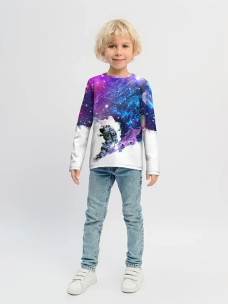 Детский лонгслив / Космический сноуборд