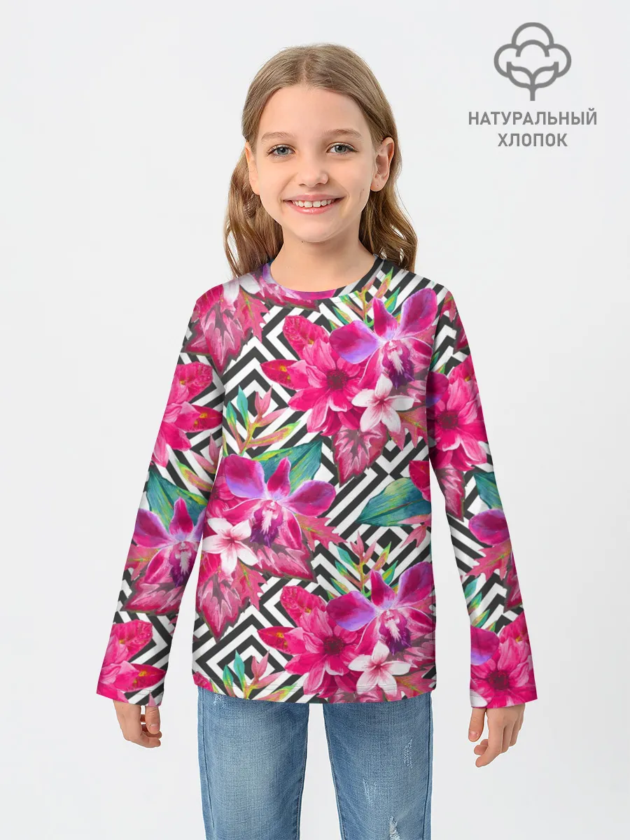 Детский лонгслив / Тропические цветы