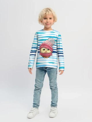 Детский лонгслив / Сова в шапке
