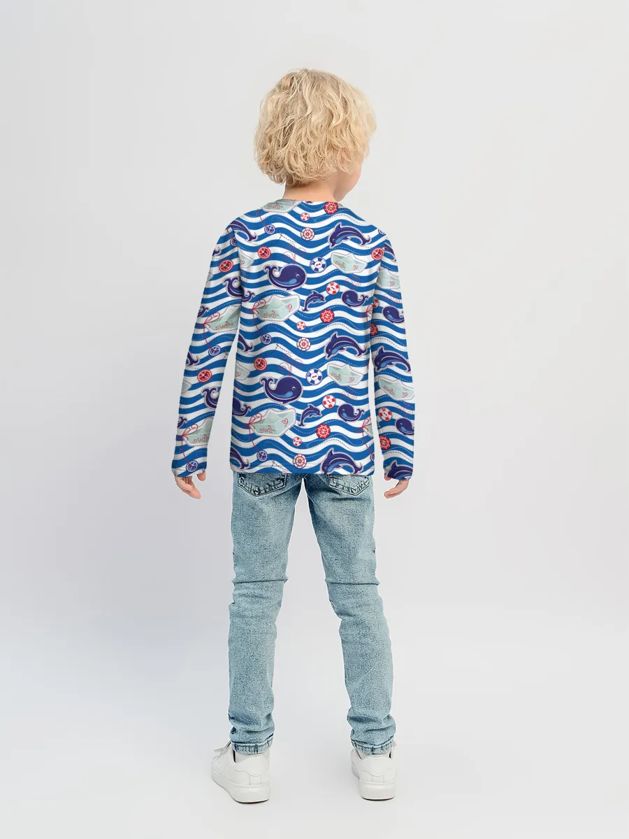 Детский лонгслив / Киты и дельфины