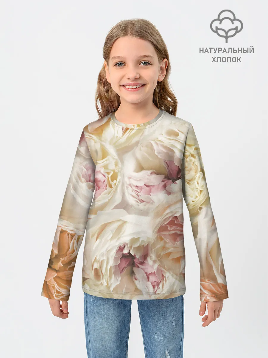 Детский лонгслив / Нежные Пионы