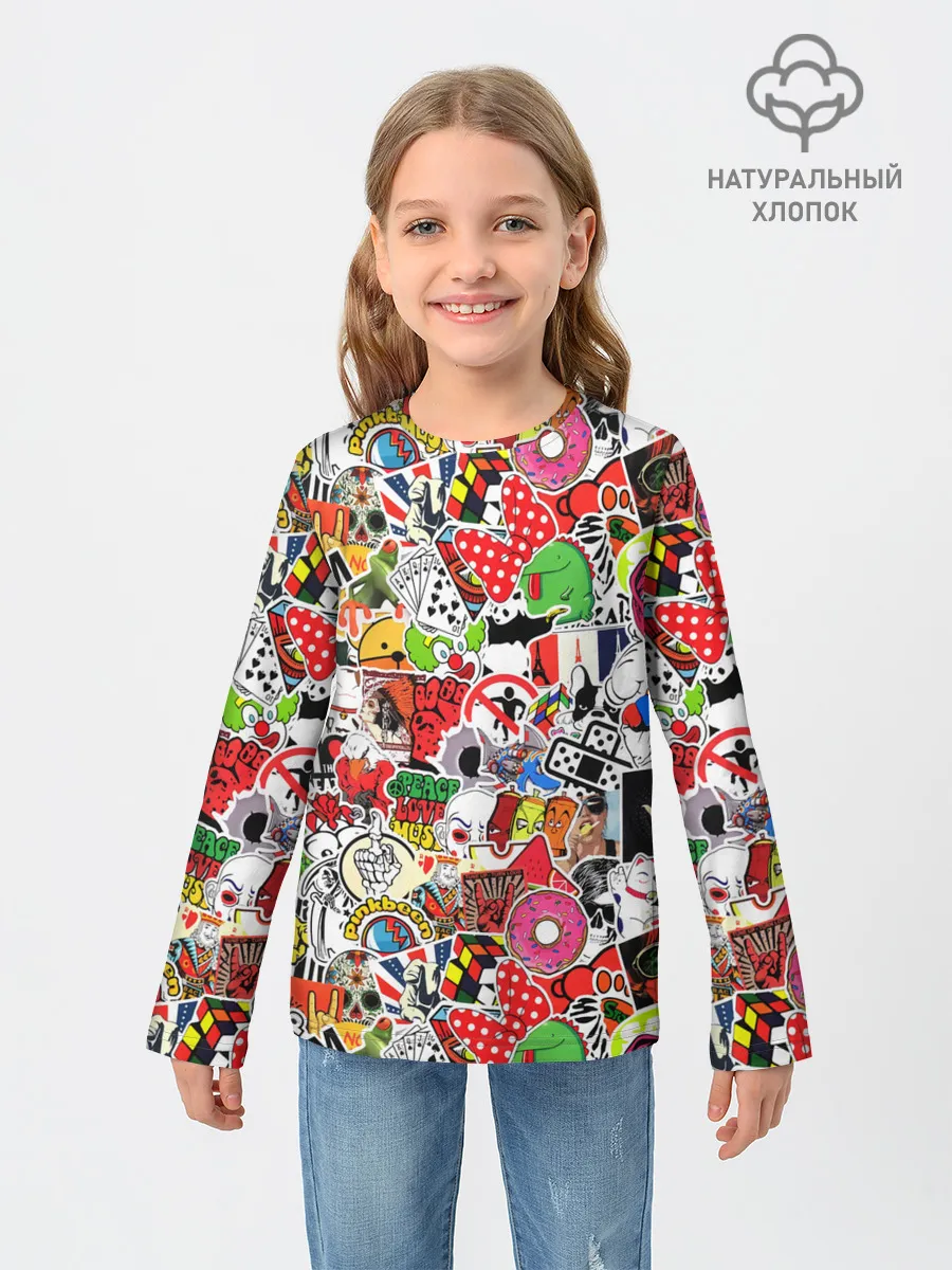 Детский лонгслив / Sticker Bombing