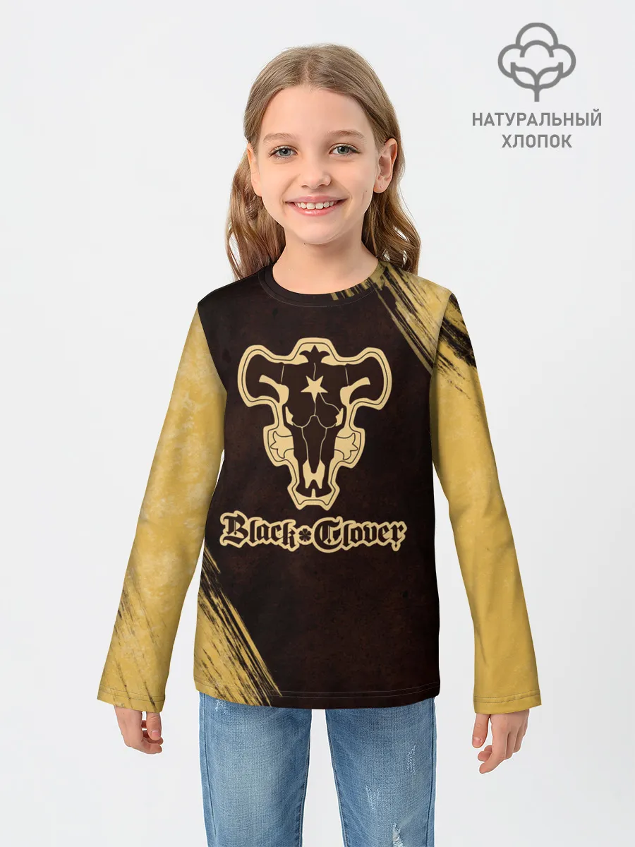 Детский лонгслив / Черный Клевер