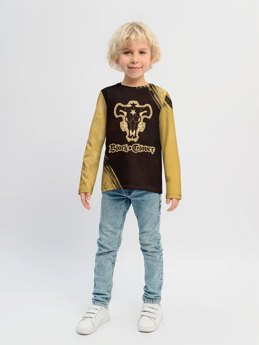 Детский лонгслив / Черный Клевер