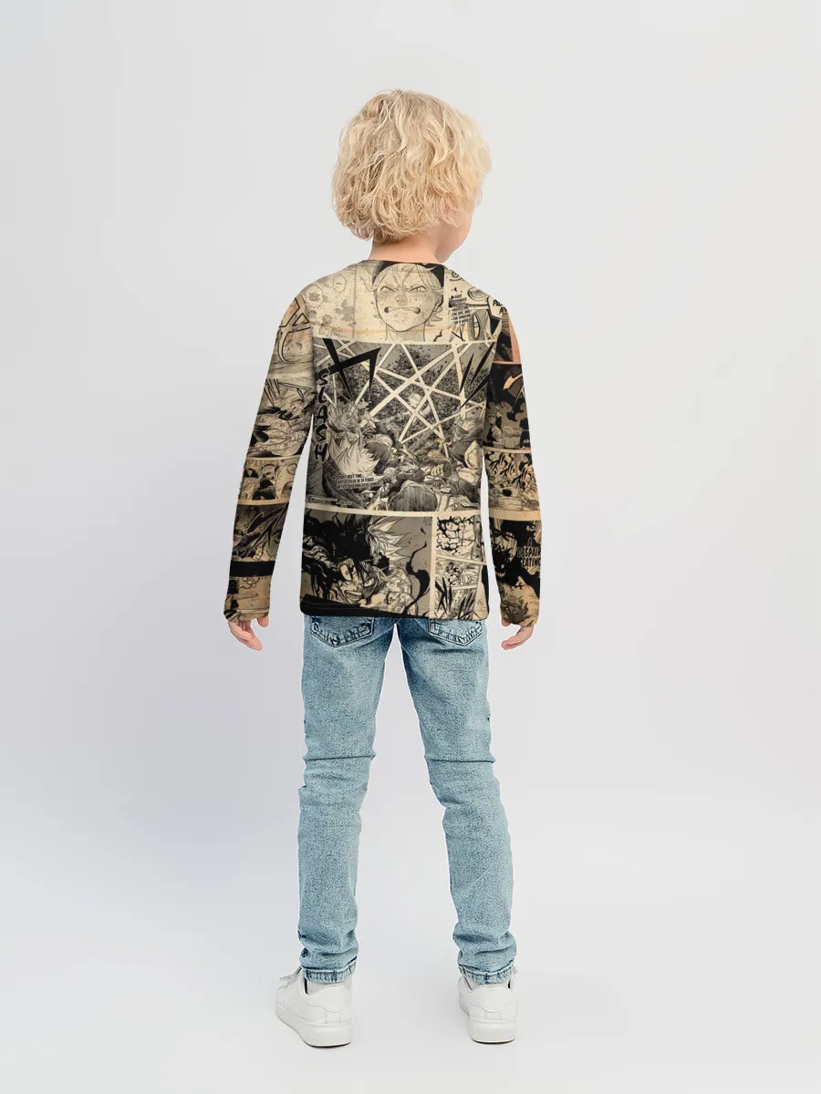 Детский лонгслив / Черный Клевер