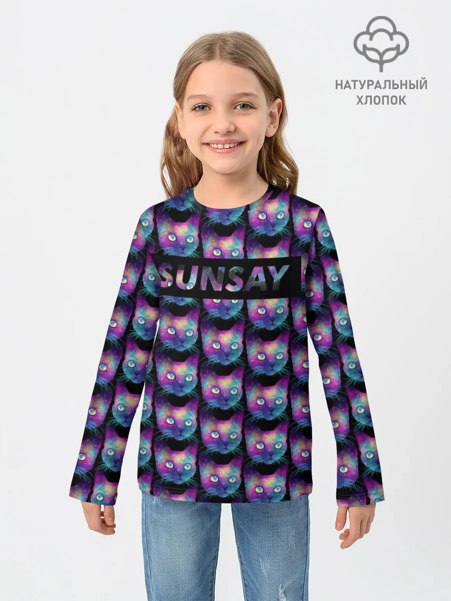 Детский лонгслив / Cat Space