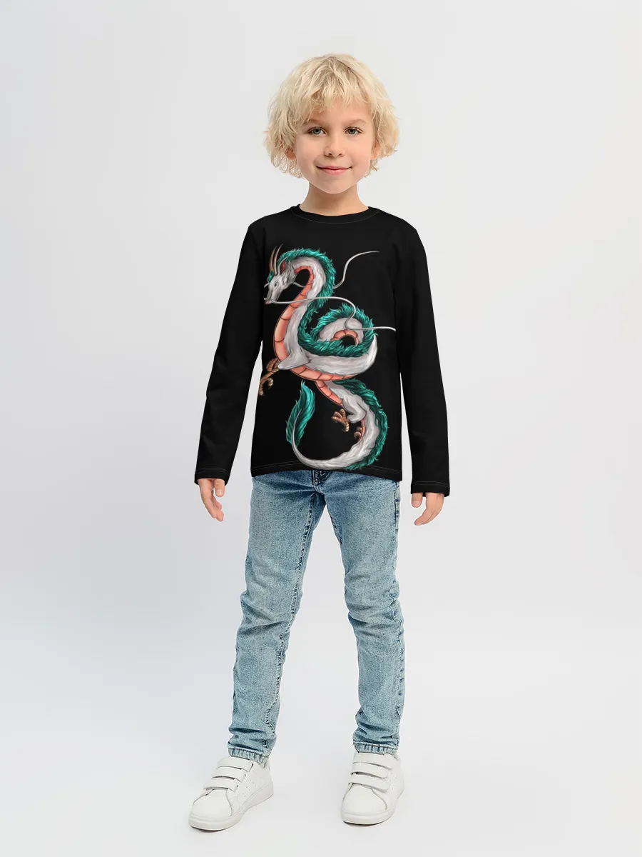 Детский лонгслив / Дракон Хаку на черном фоне