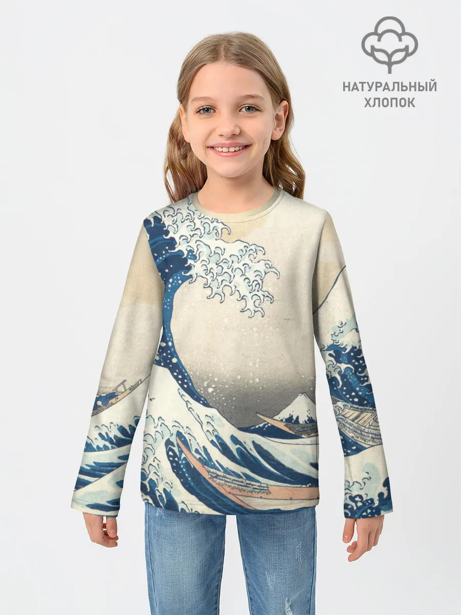 Детский лонгслив / Большая волна в Канагаве