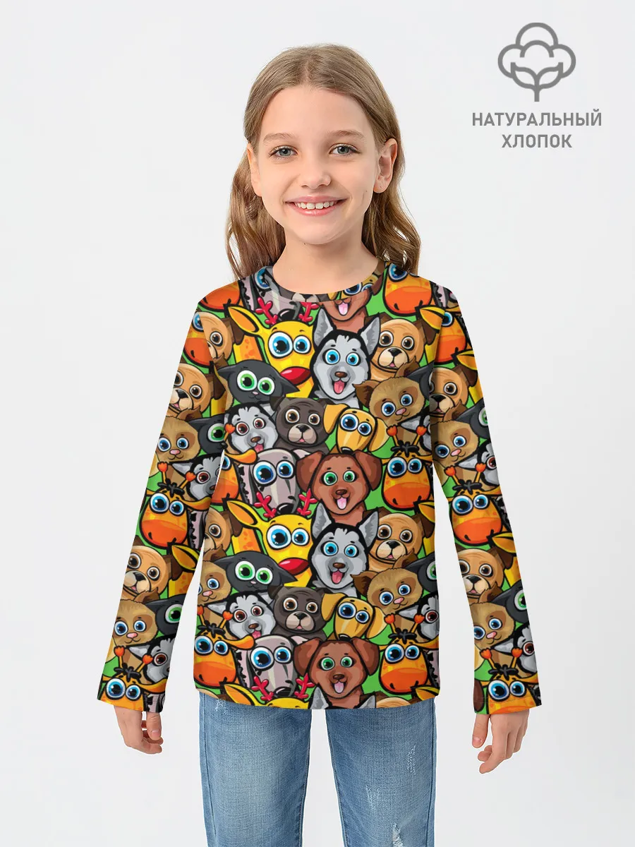Детский лонгслив / Веселые собачки