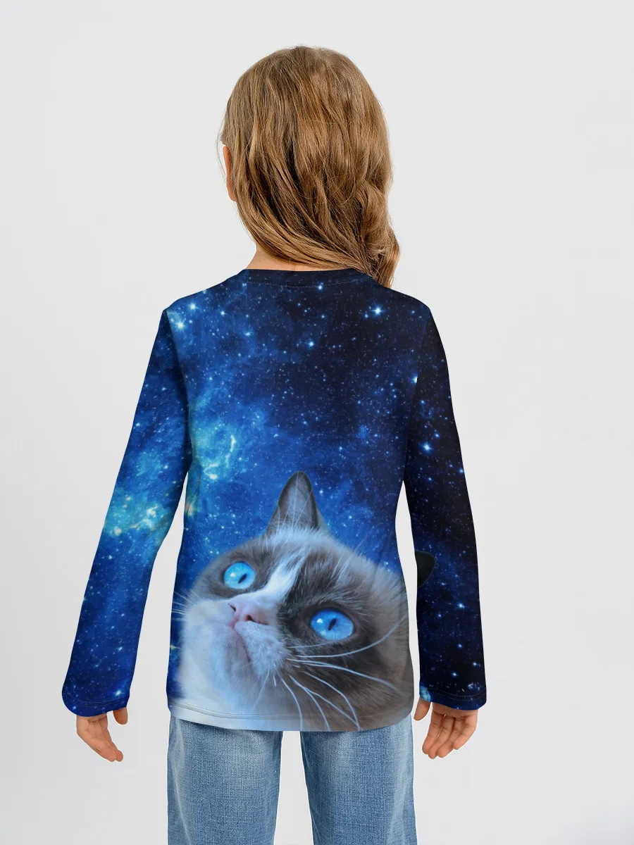 Детский лонгслив / Сердитый кот в космосе