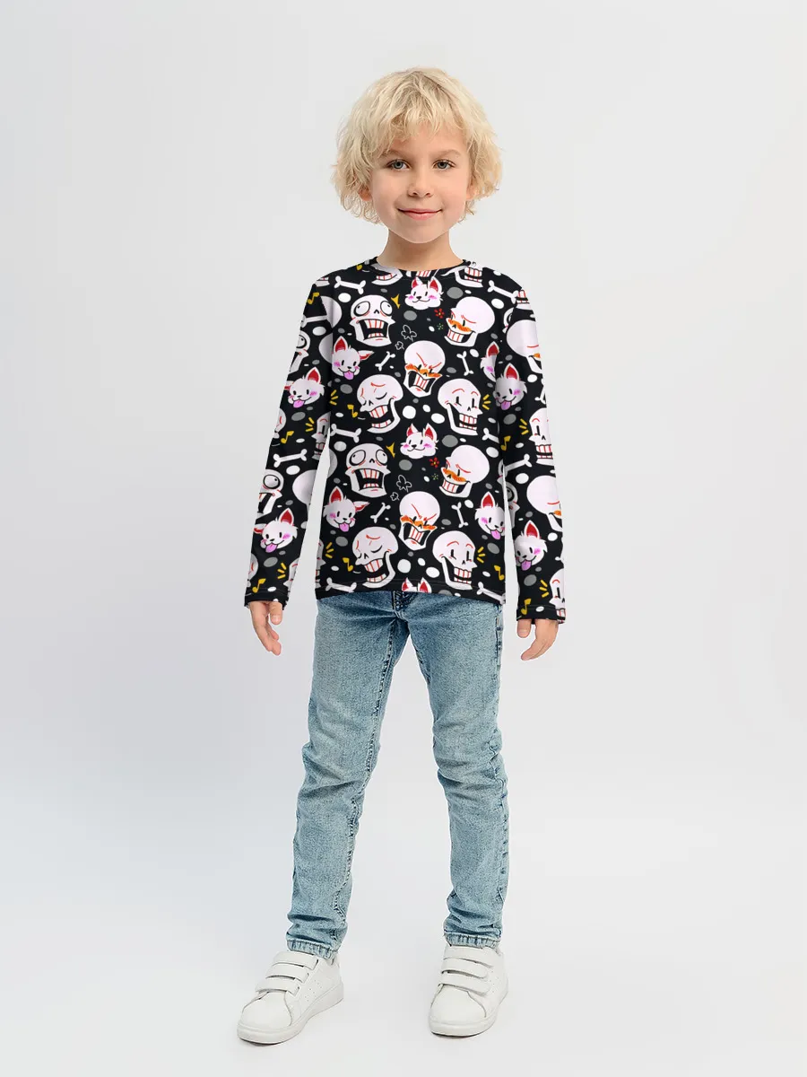 Детский лонгслив / Черепа и Котики