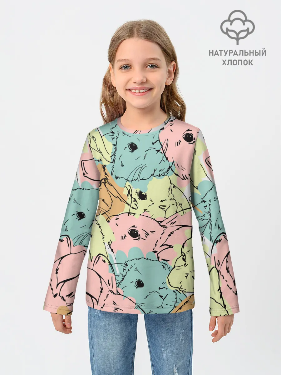 Детский лонгслив / Акварельные Зайки