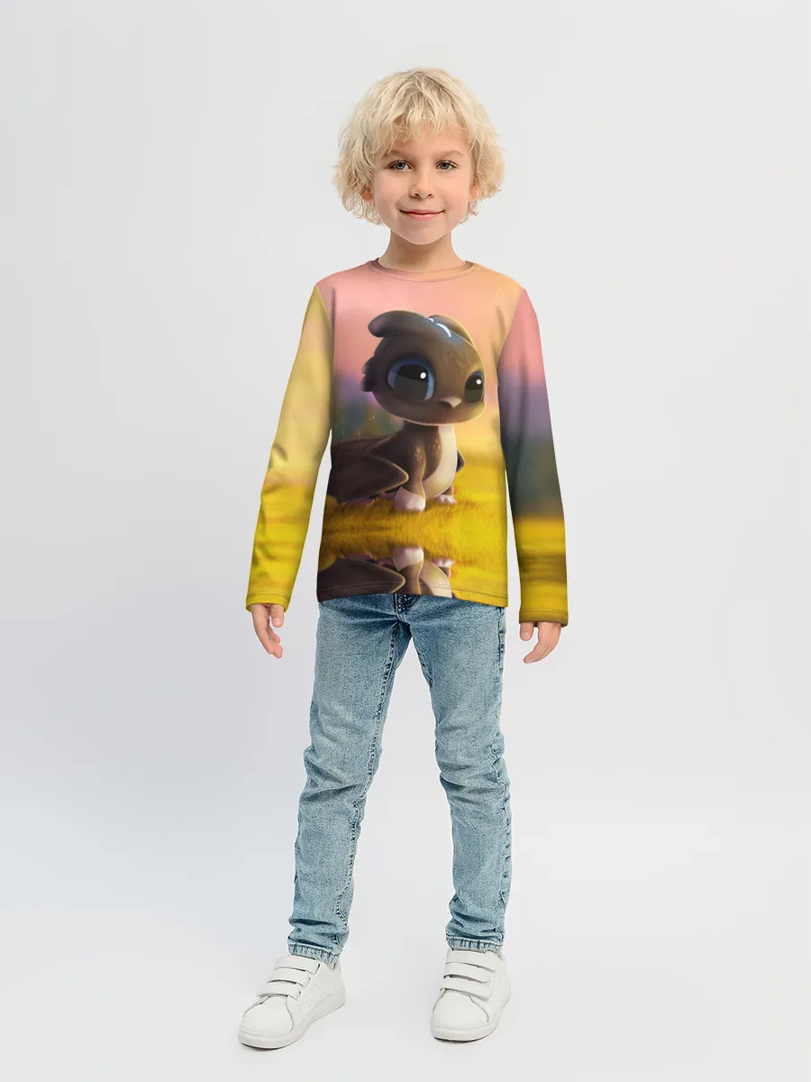 Детский лонгслив / Дракончик на берегу озера