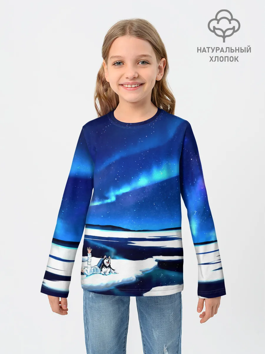 Детский лонгслив / Мальчик и Хаски