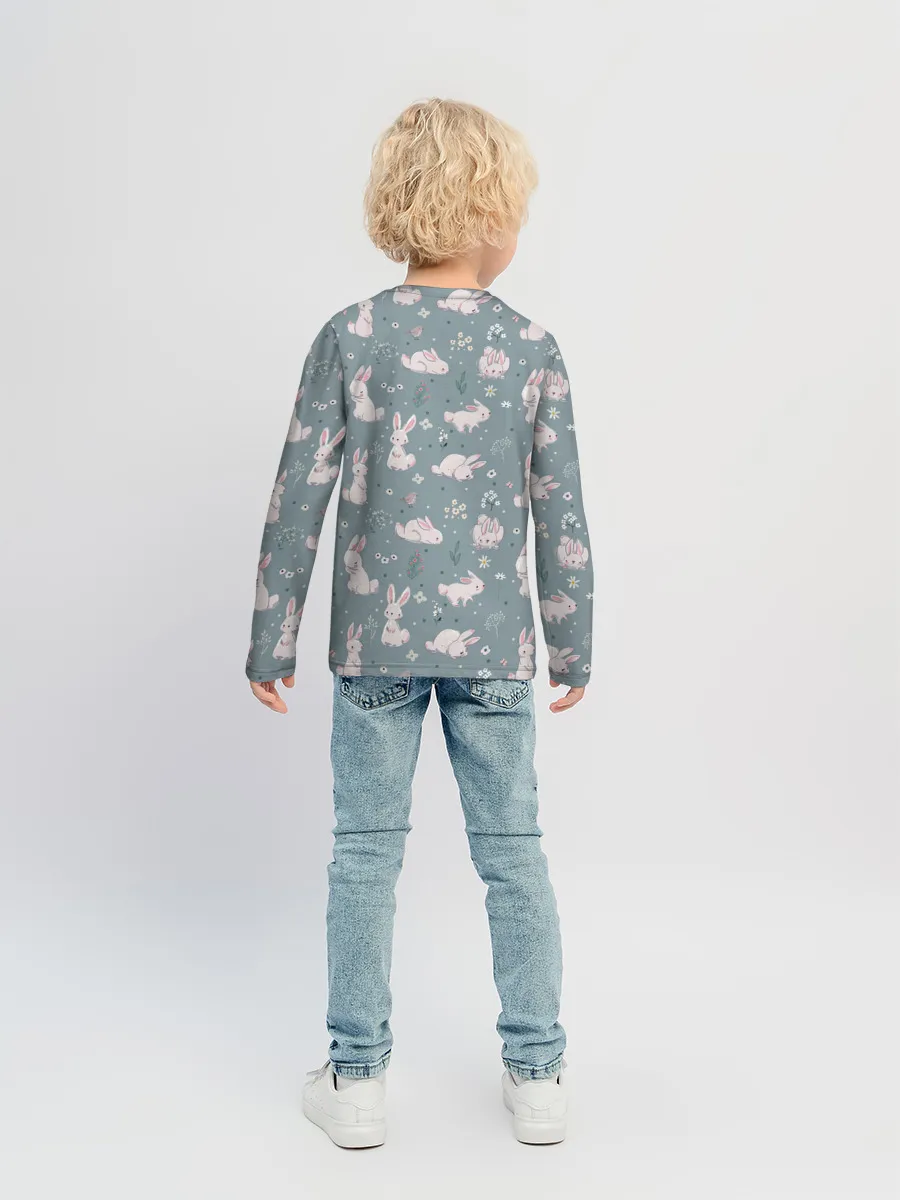 Детский лонгслив / Зайцы на лужайке