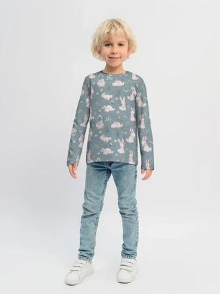Детский лонгслив / Зайцы на лужайке