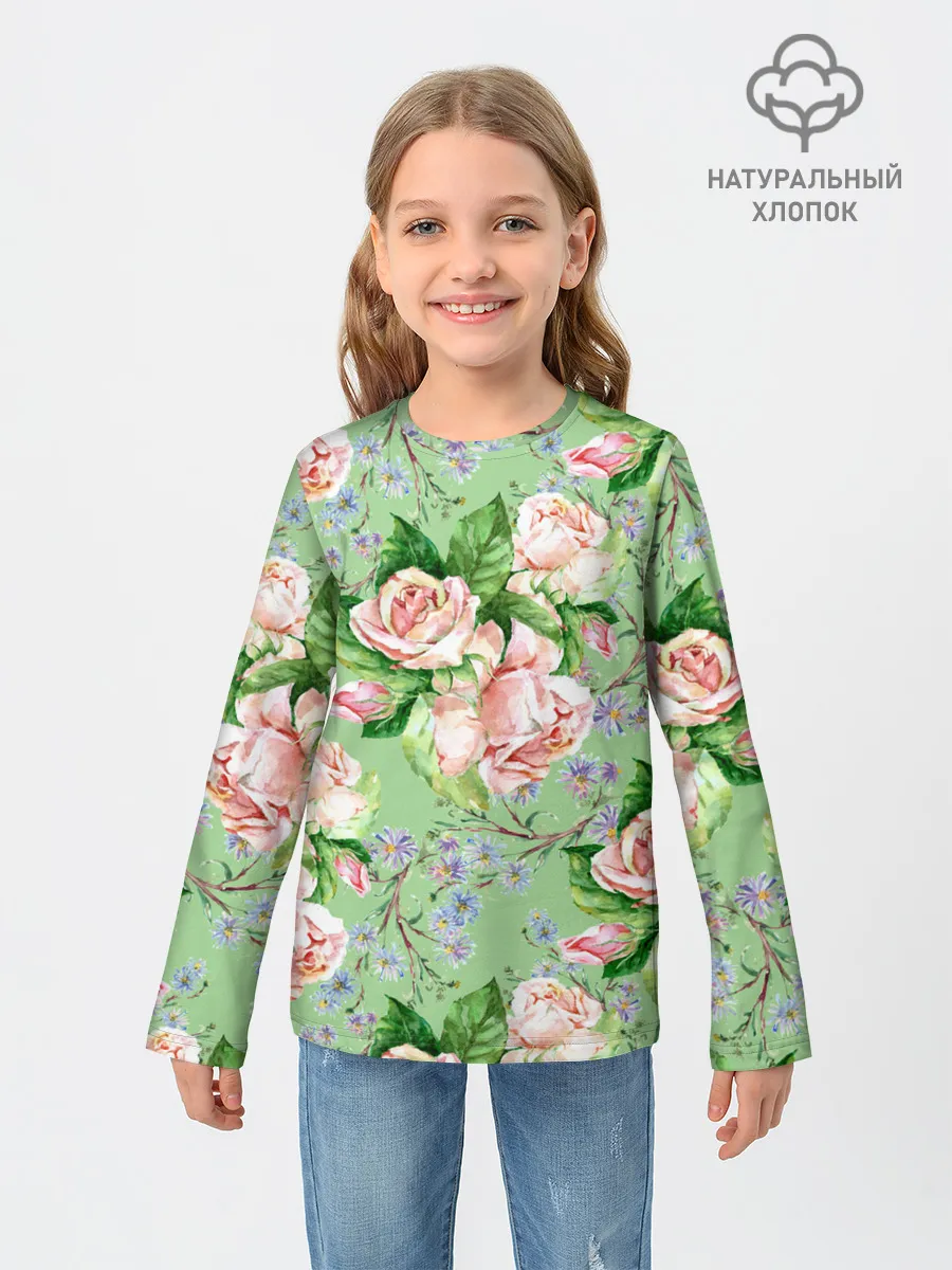 Детский лонгслив / Розы и васильки