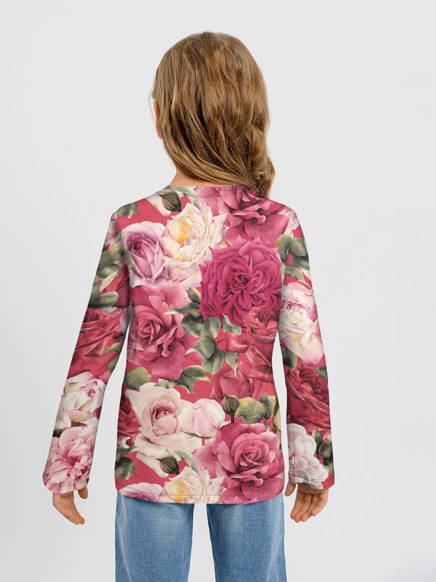 Детский лонгслив / Акварель, розы