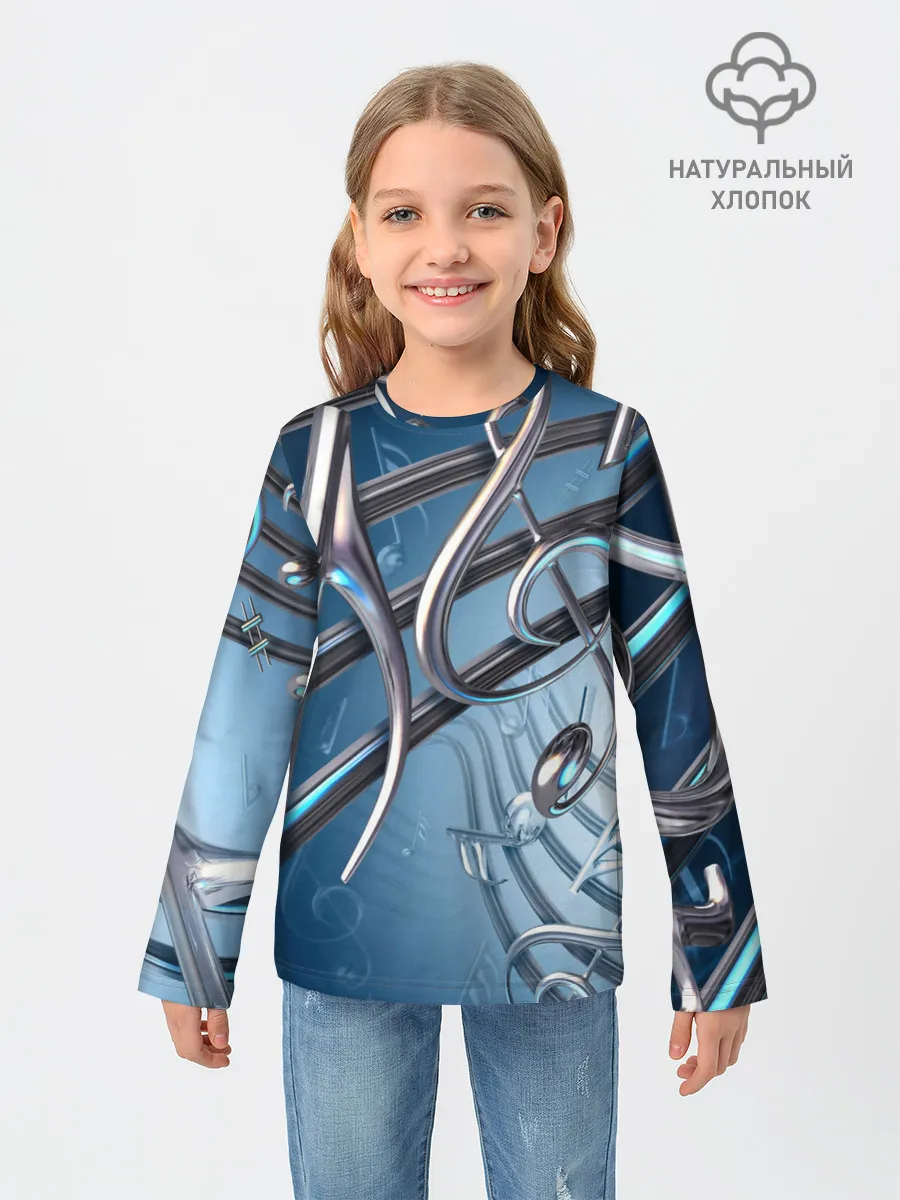 Детский лонгслив / Металлические ноты