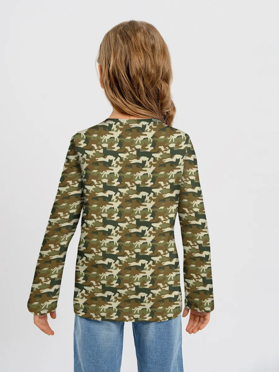 Детский лонгслив / Камуфляж Коты