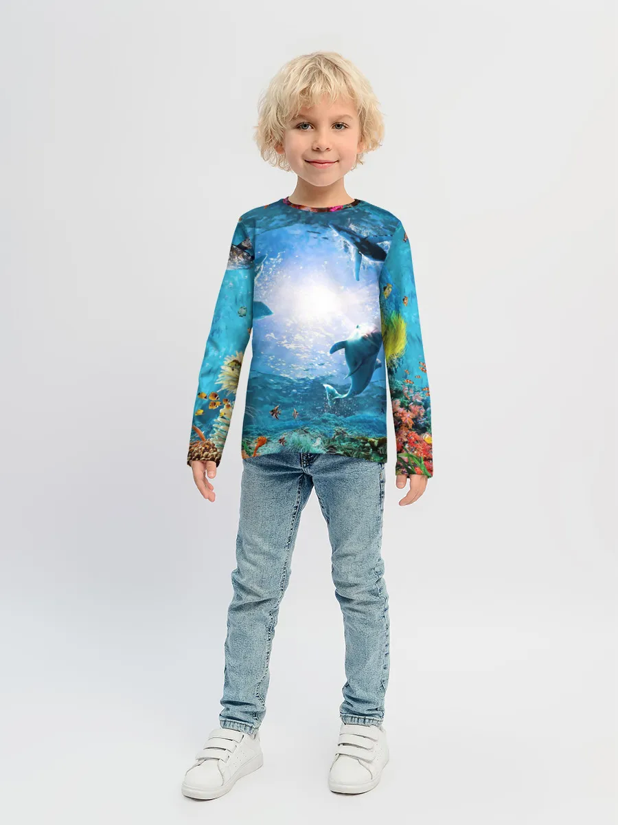 Детский лонгслив / Дельфины
