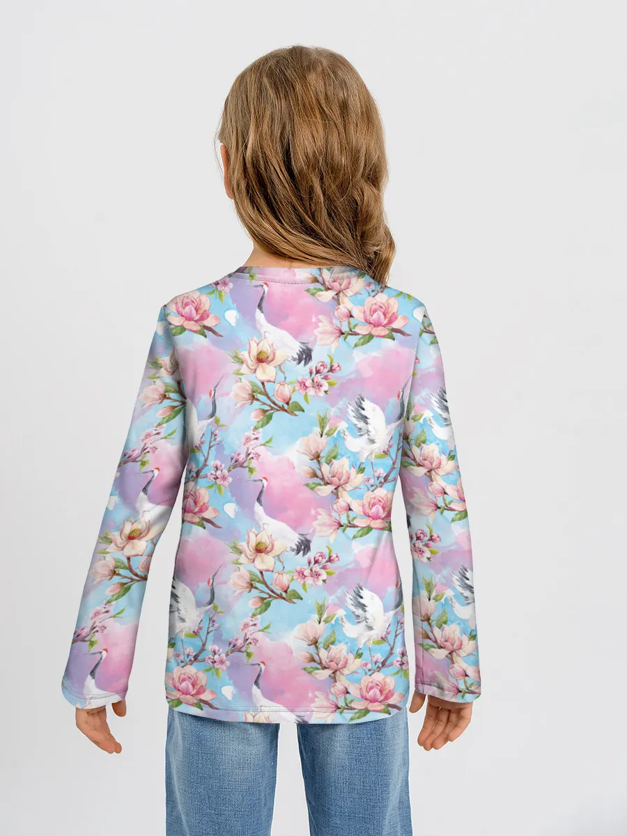 Детский лонгслив / Узор с журавлями