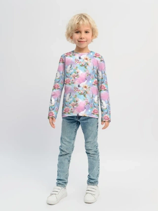 Детский лонгслив / Узор с журавлями