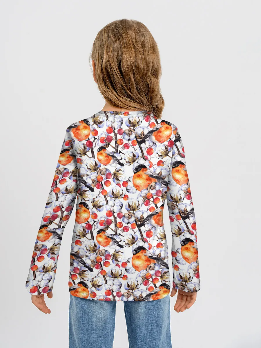 Детский лонгслив / Снегири