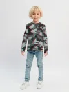 Детский лонгслив / Серый камуфляж