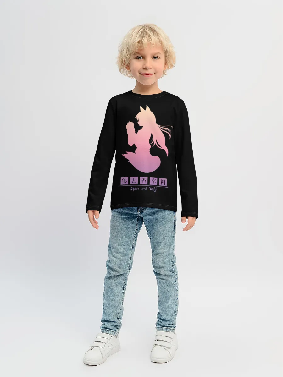 Детский лонгслив / силуэт Аниме-девочки-оборотня