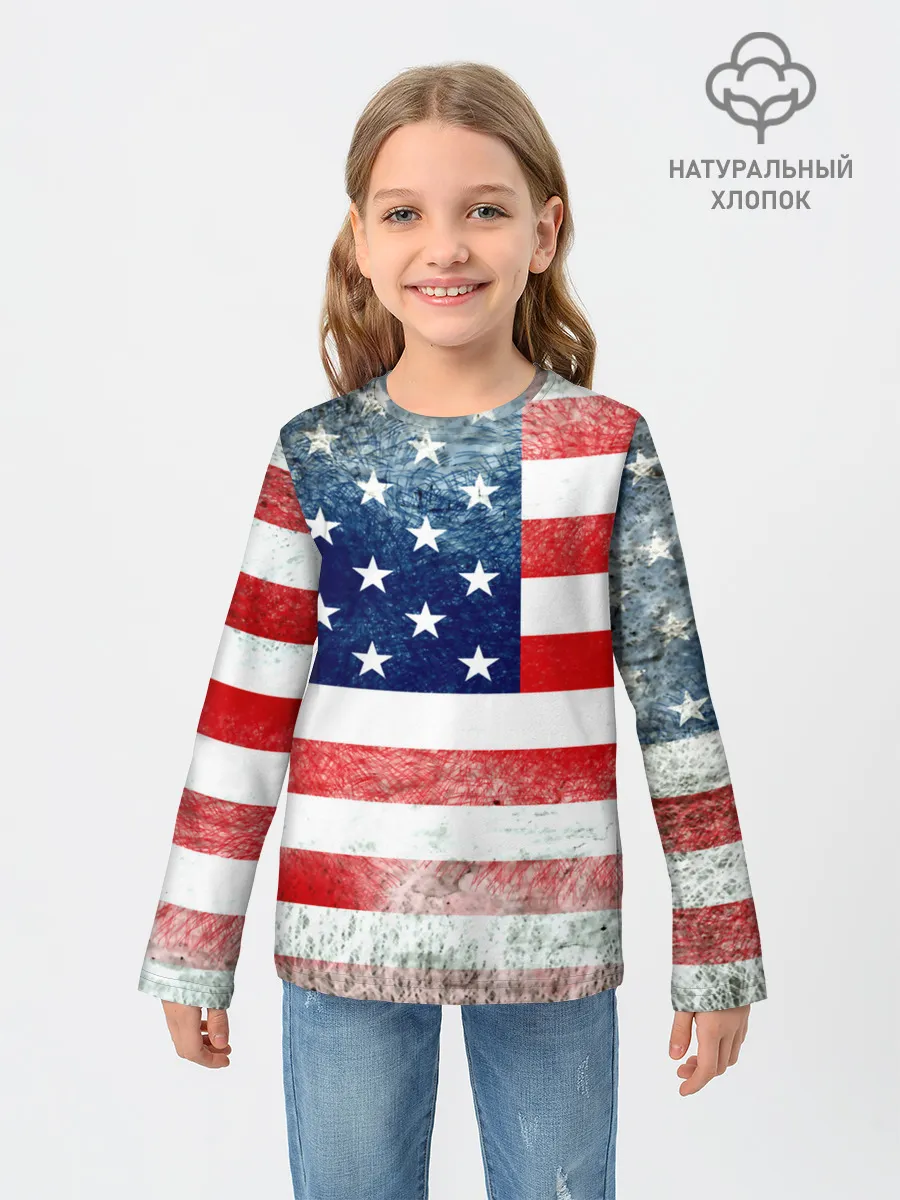 Детский лонгслив / Америка Флаг