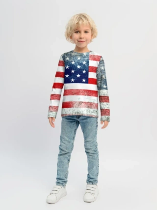 Детский лонгслив / Америка Флаг