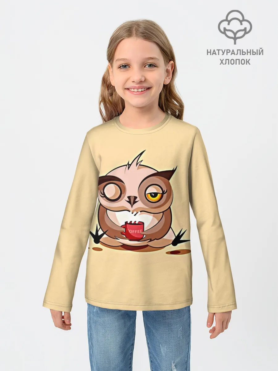 Детский лонгслив / Сова Кофеман