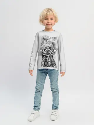 Детский лонгслив / Хипстер сова