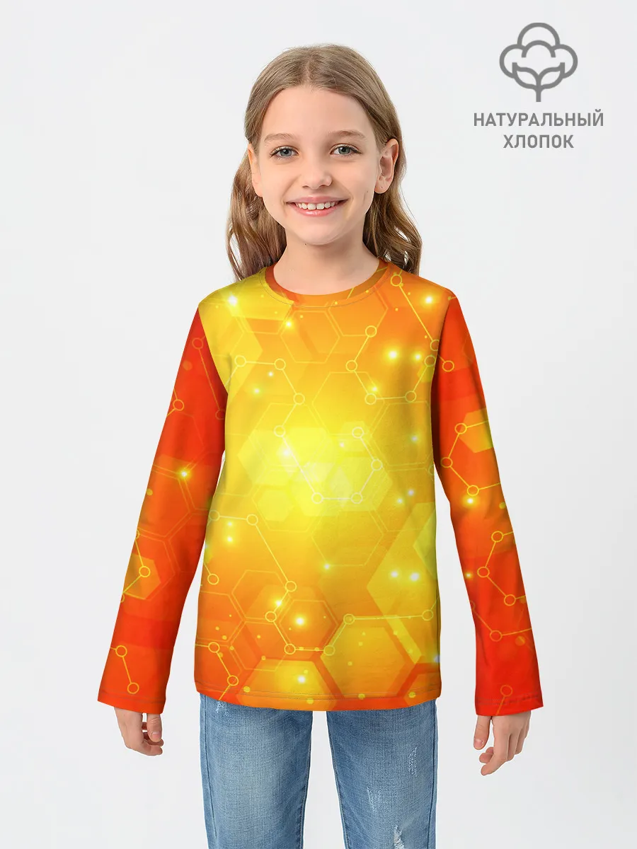 Детский лонгслив / ОРАНЖЕВЫЕ СОТЫ