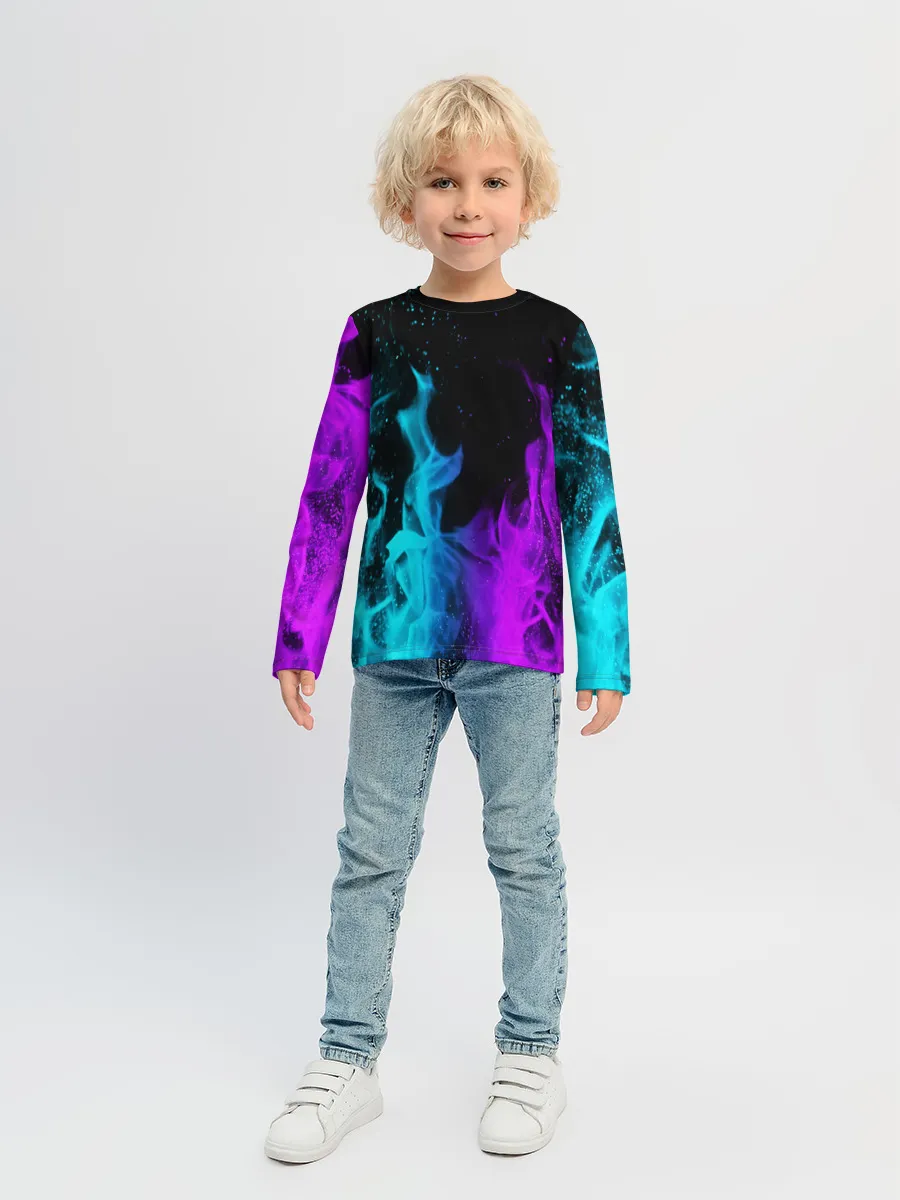 Детский лонгслив / ПЛАМЯ | НЕОНОВЫЙ ОГОНЬ