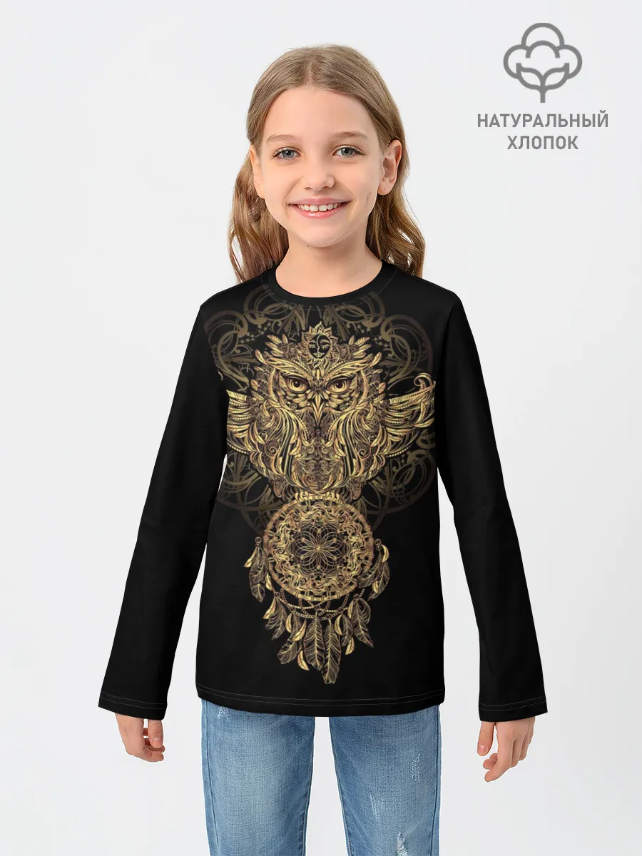 Детский лонгслив / Сова с ловцом