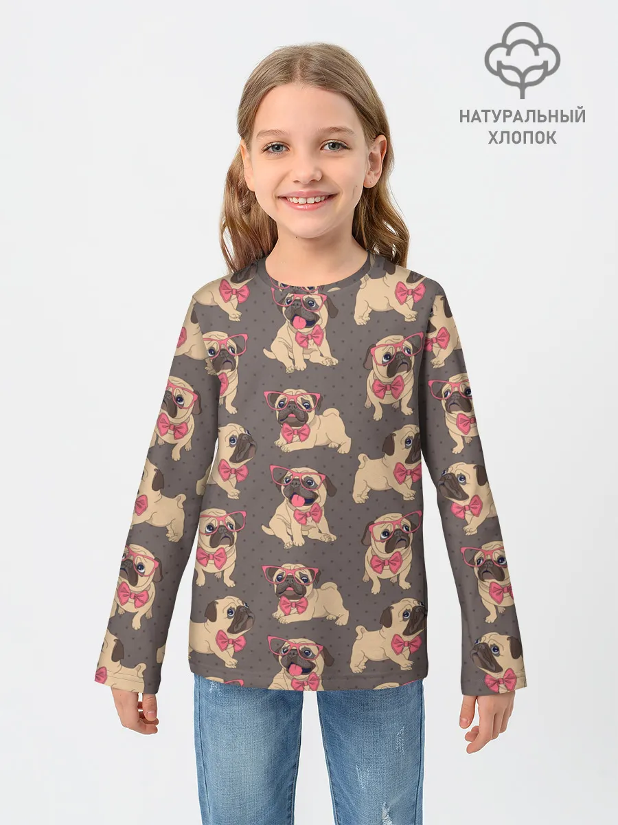 Детский лонгслив / Мопсы