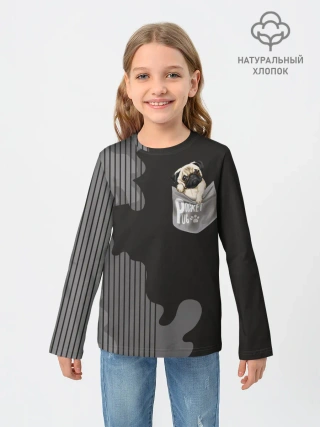 Детский лонгслив / Мопс в кармане