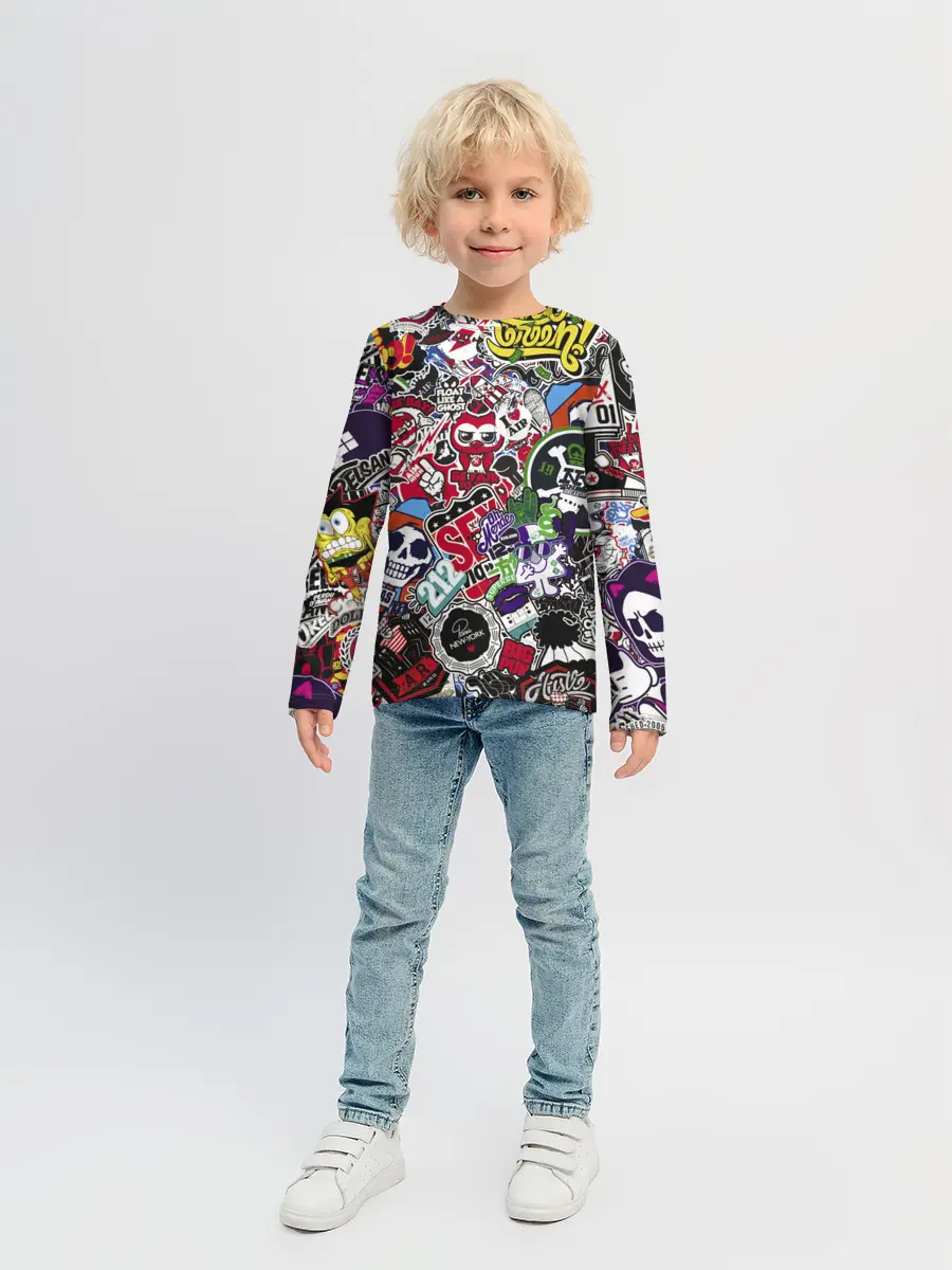 Детский лонгслив / Stickerbombing New York