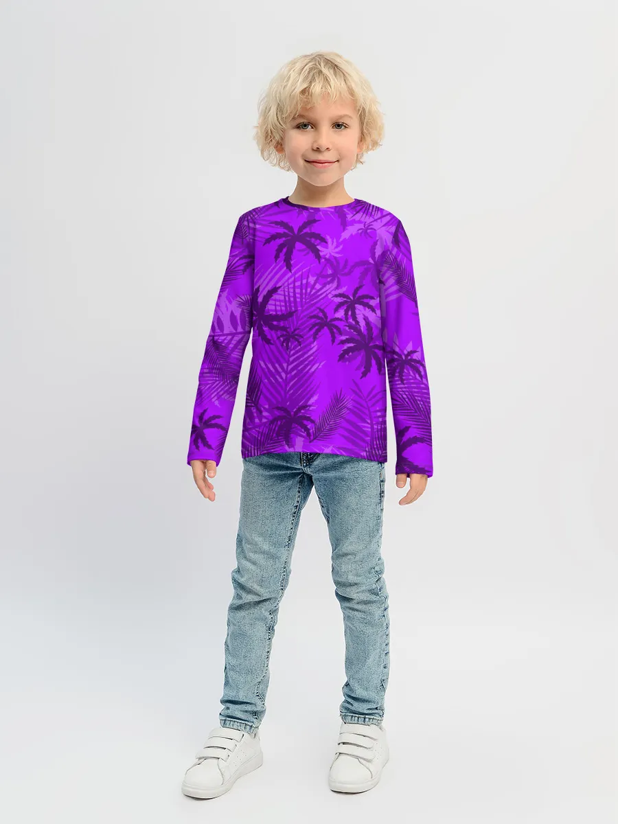 Детский лонгслив / ФИОЛЕТОВЫЕ ПАЛЬМЫ / ТРОПИКИ