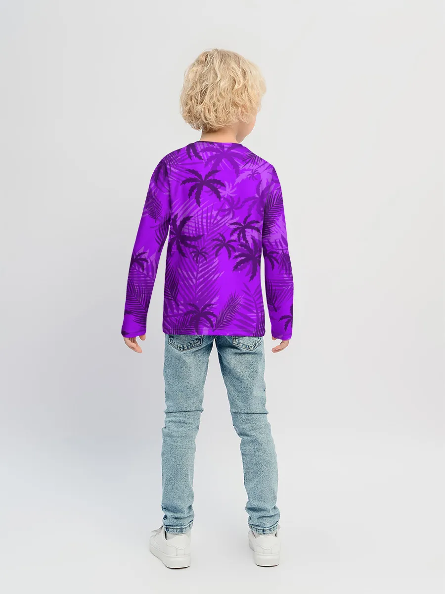 Детский лонгслив / ФИОЛЕТОВЫЕ ПАЛЬМЫ / ТРОПИКИ